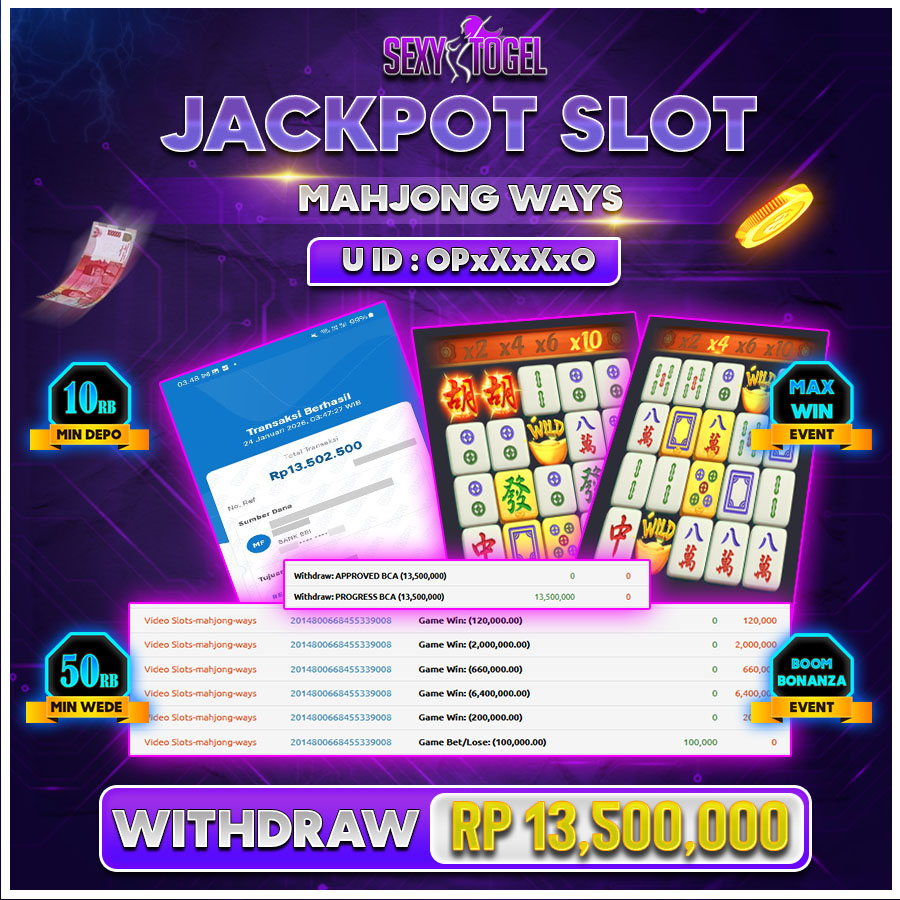 SEXYTOGEL JACKPOT SLOT MAHJONG WAYS Rp.13.500.000.,-LUNAS